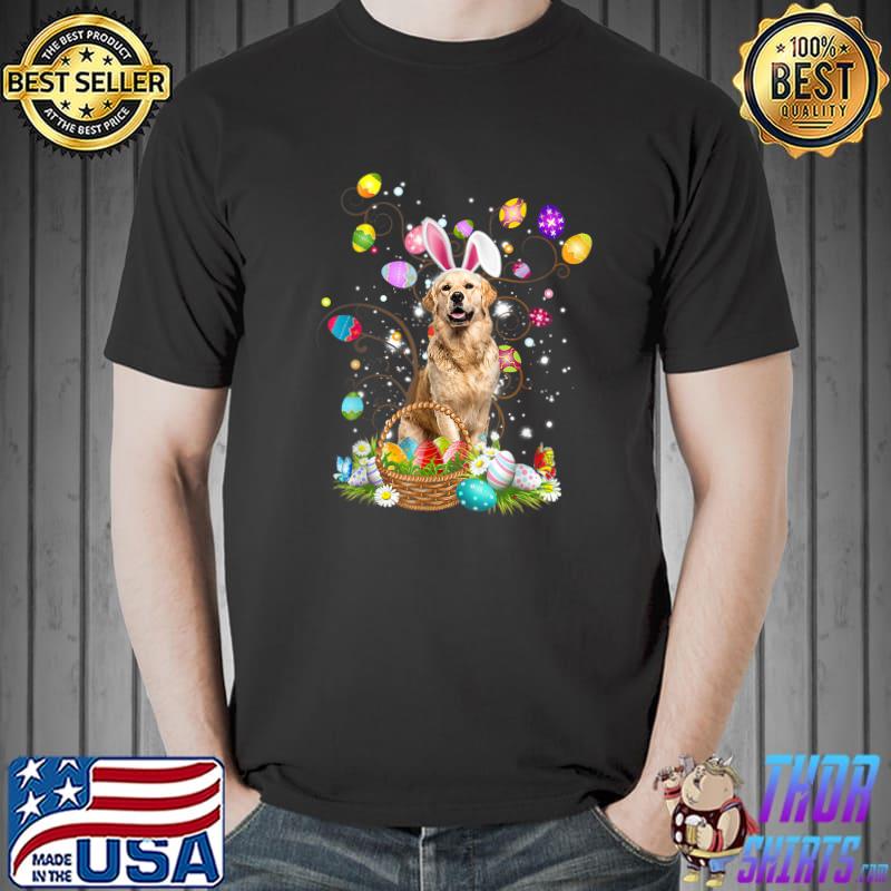 Golden Retriever Dog Ear Easter Eggs Shirt Funny Easter Day T-Shirt Unisex