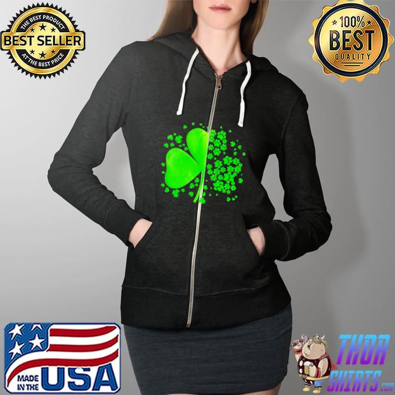 Green Leaf Clover Paw Shirt Full Zip Hooded