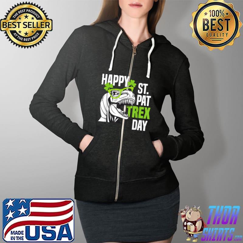 Happy St Pat-rex Day Funny Toddler Kids Dino Saint Patricks T-Shirt Full Zip Hooded