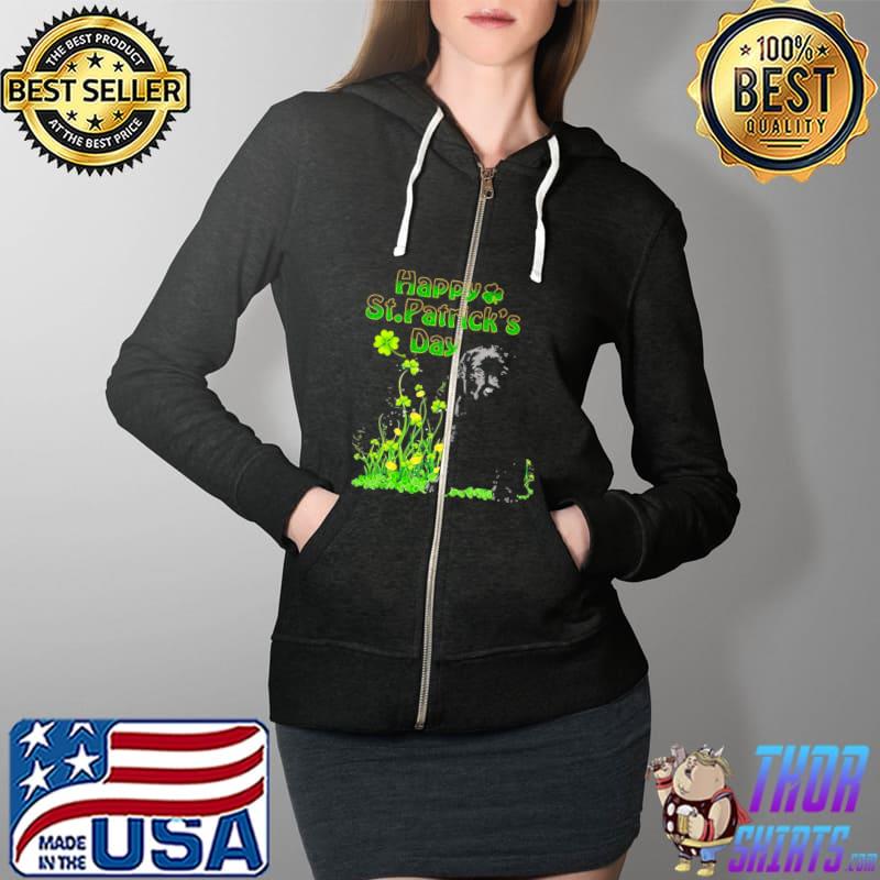 Happy St. Patrick’s Day Patrick Gold Grass Black Labrador Pup Shirt Full Zip Hooded