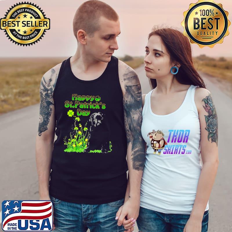 Happy St. Patrick’s Day Patrick Gold Grass Black Labrador Pup Shirt Tank Top
