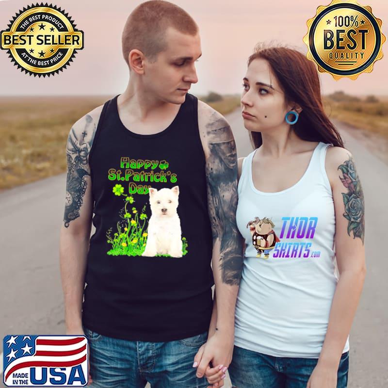 Happy St. Patrick’s Day Patrick Gold Grass West Highland White Terrier Dog Shirt Tank Top