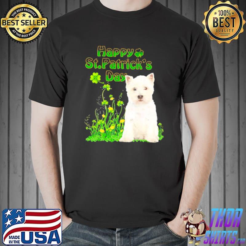 Happy St. Patrick’s Day Patrick Gold Grass West Highland White Terrier Dog Shirt Unisex