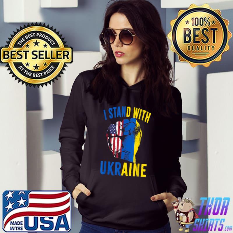 I Stand With Ukraine Flag American Flag T-Shirt