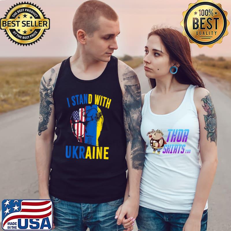I Stand With Ukraine Flag American Flag T-Shirt Tank Top