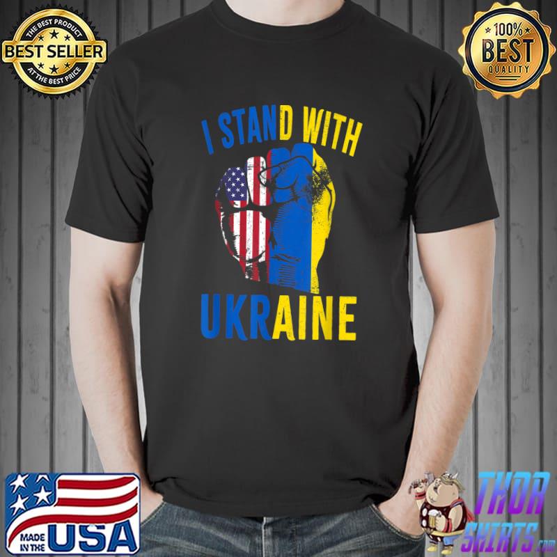 I Stand With Ukraine Flag American Flag T-Shirt Unisex