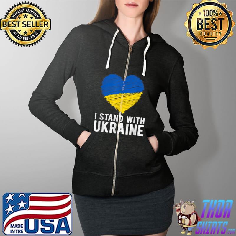 I Stand with Ukraine love T-Shirt Full Zip Hooded