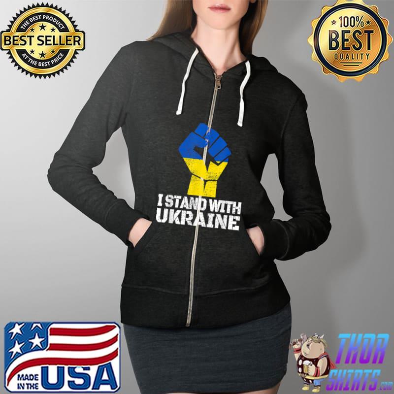 I Stand With Ukraine Shirt Ukrainian Flag T-Shirt Full Zip Hooded