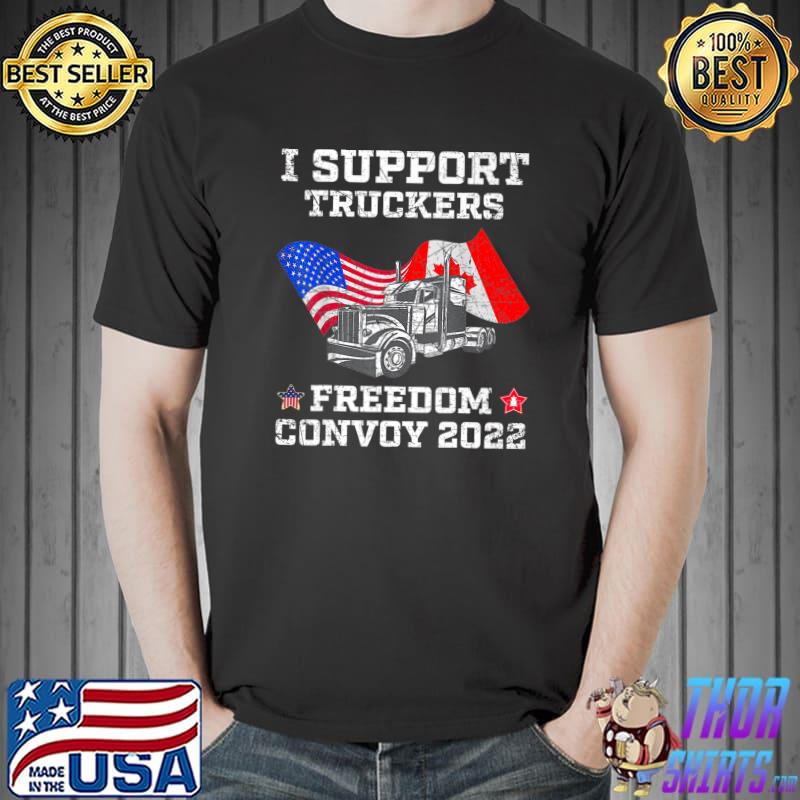 I Support Truckers Freedom Convoy 2022 USA And Canada Funny Premium T-Shirt Unisex