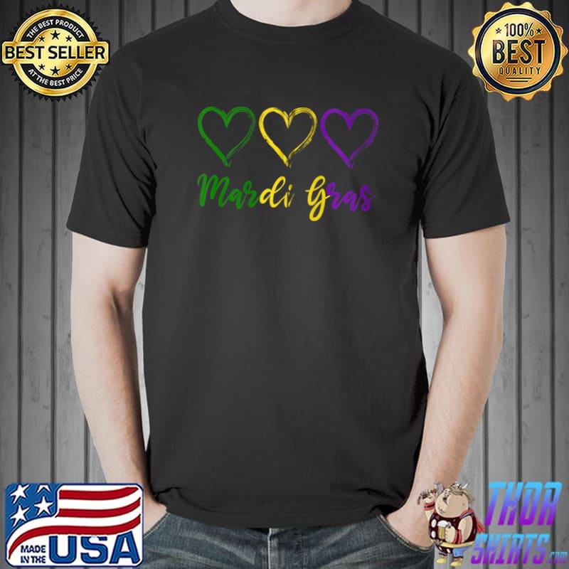 Ilove Mardi Gras, Three Hearts for Mardi Gras, Mardi Gras T- Unisex