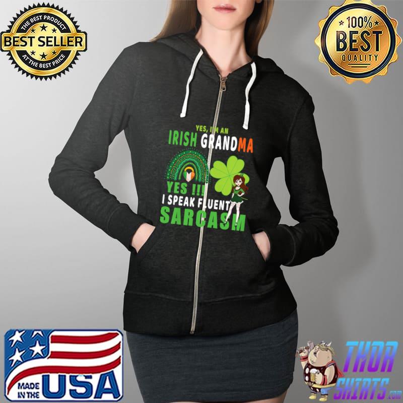 I'm An Irish Grandma St Patrick's Day Women Shamrock Gifts Premium T-Shirt Full Zip Hooded
