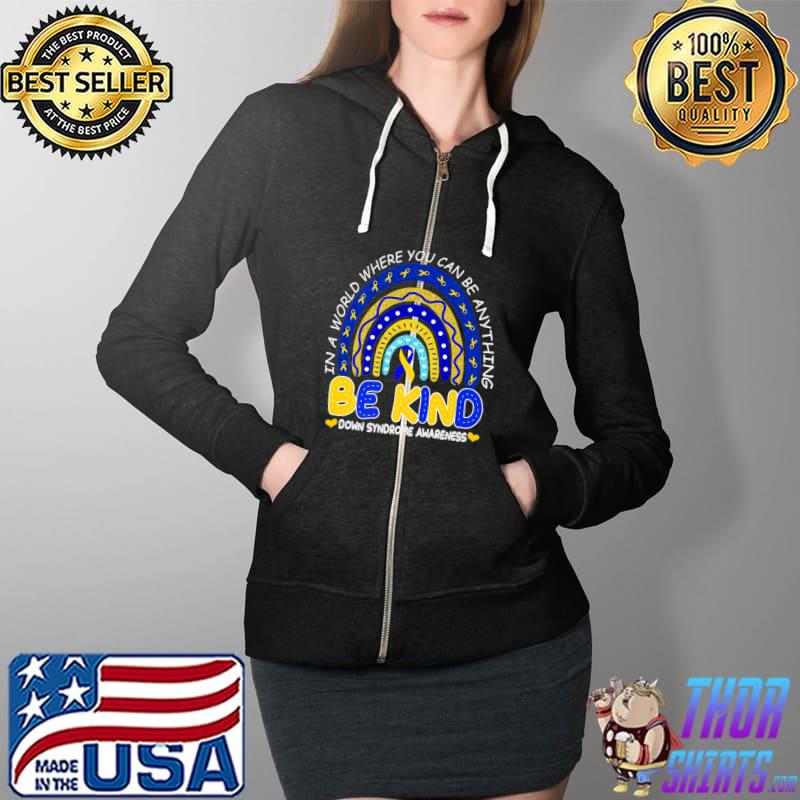 In October We Wear Blue And Yellow Down Syndrome Awareness Premium T-Shirt Full Zip Hooded
