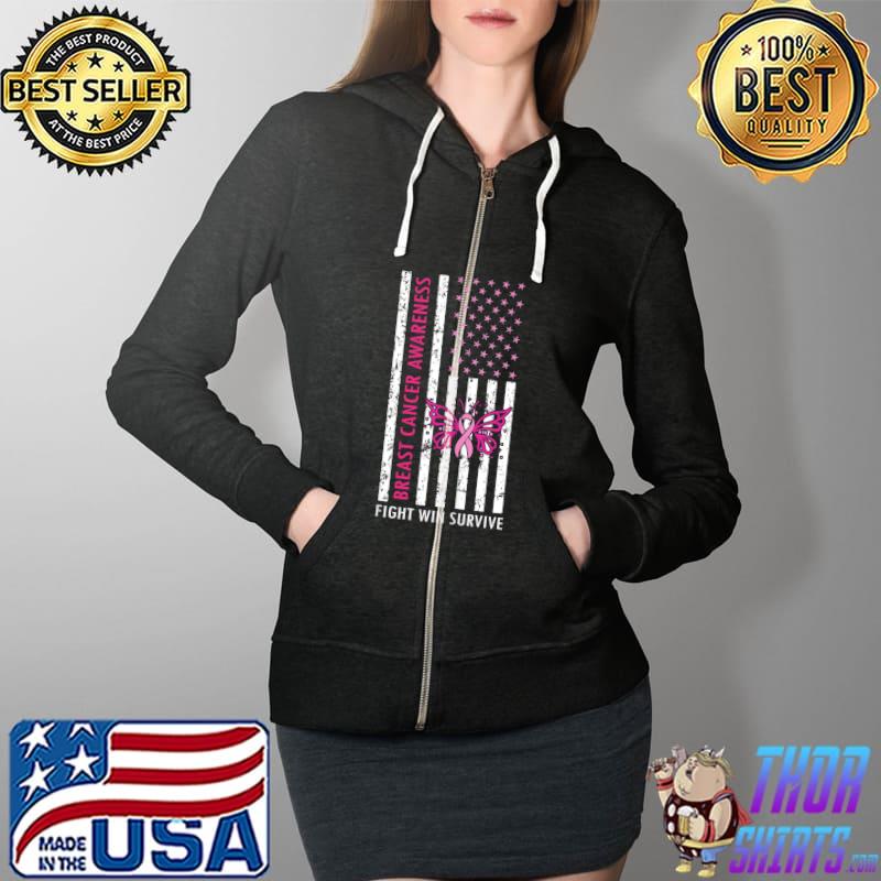 In October We Wear Pink Breast Cancer Awareness Football T- Full Zip Hooded