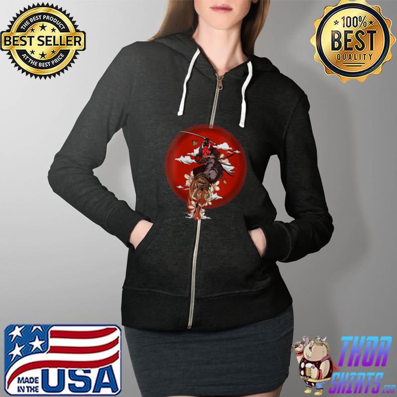Japanese Samurai Warrior Swordsmen Tiger bushido code mens T- Full Zip Hooded