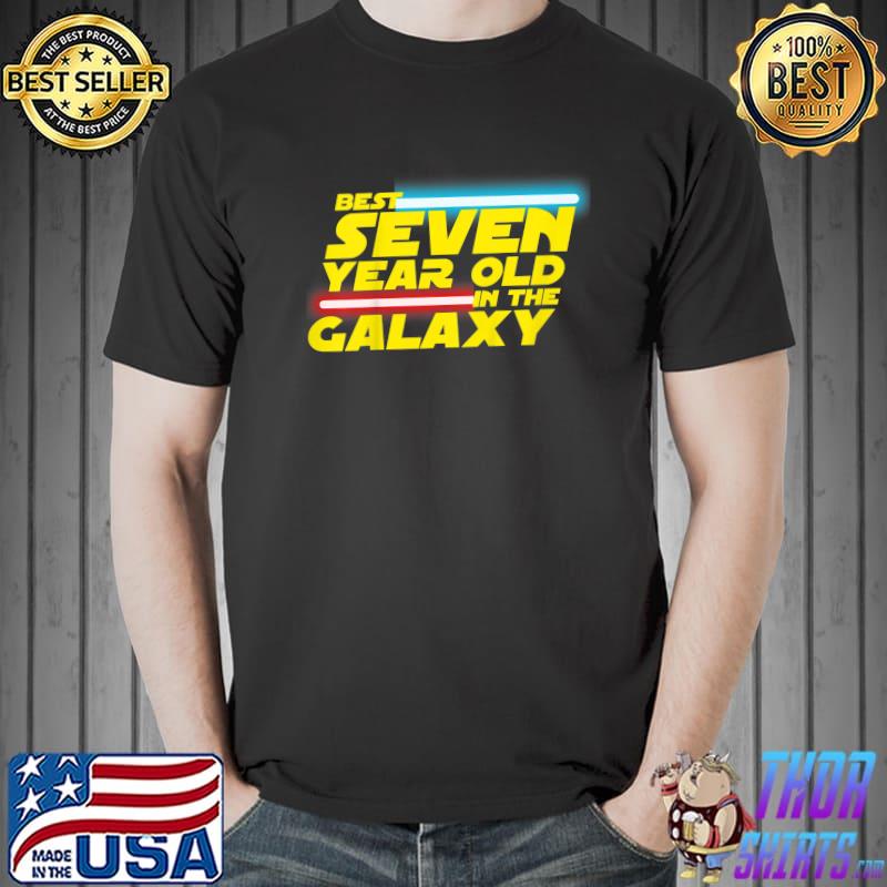 Kids 7 Year Old 7th Birthday Party Best In The Galaxy Boys Girls T-Shirt Unisex