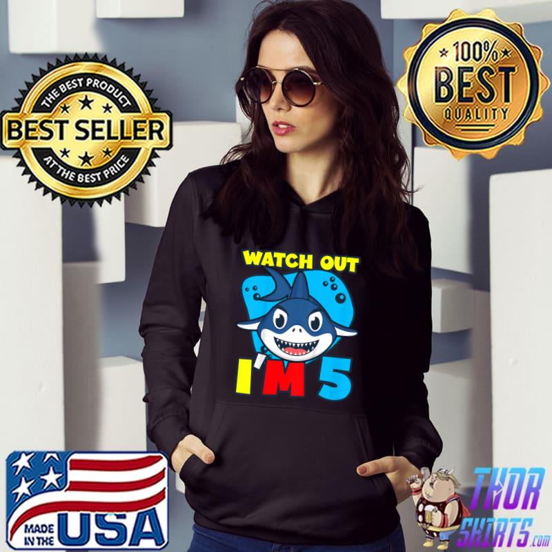 Kids Watch Out I'm 5 Shark Sea Animal 5th Birthday Party Gift T-Shirt