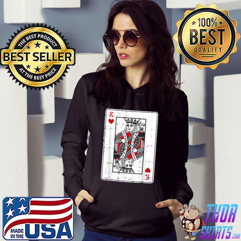 King Of Hearts Cool Playing Card T-shirt Valentine Love Long Sleeve Tee 