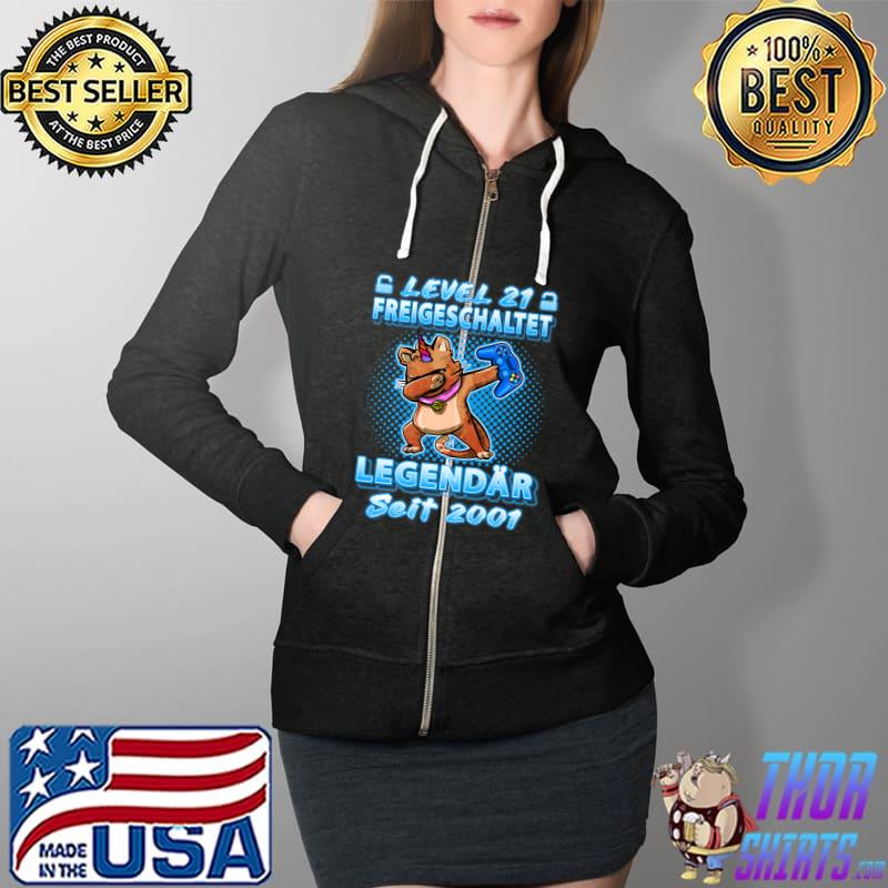 Level 21 Freigeschaltet Legendär Seit 2001 Gamer Birthday Premium T-Shirt Full Zip Hooded