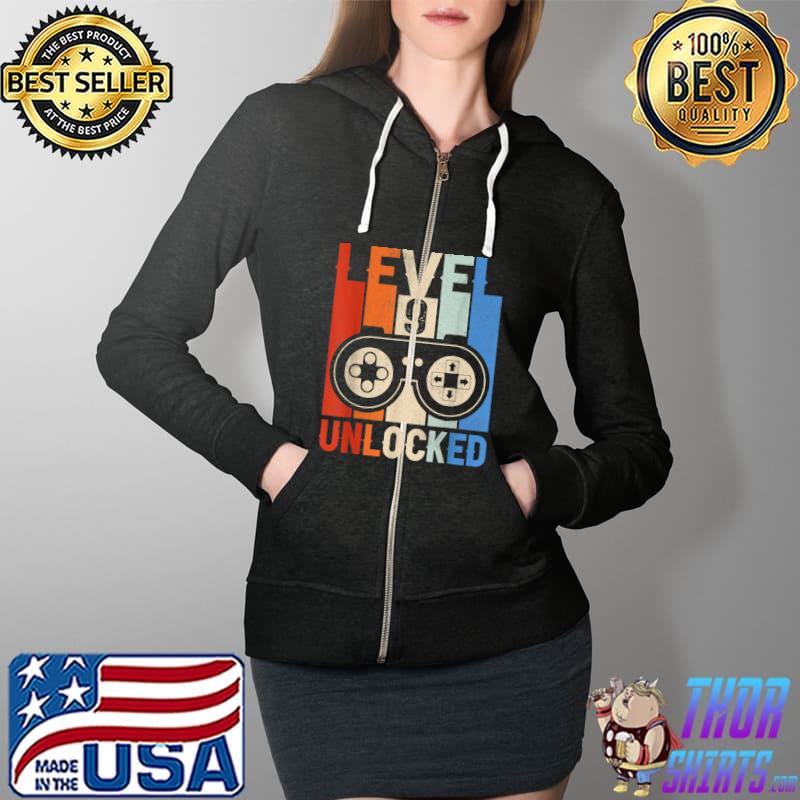 Level 9 Unlocked Shirt Video Gamer 9th Birthday Gifts T-Shirt Full Zip Hooded