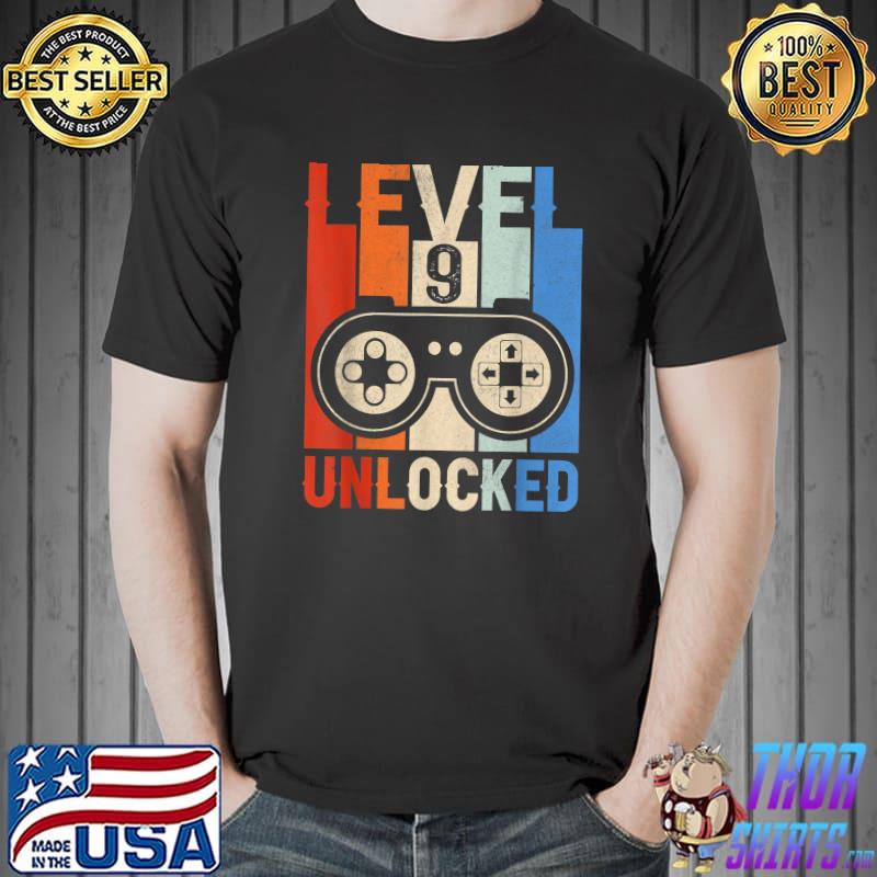 Level 9 Unlocked Shirt Video Gamer 9th Birthday Gifts T-Shirt Unisex