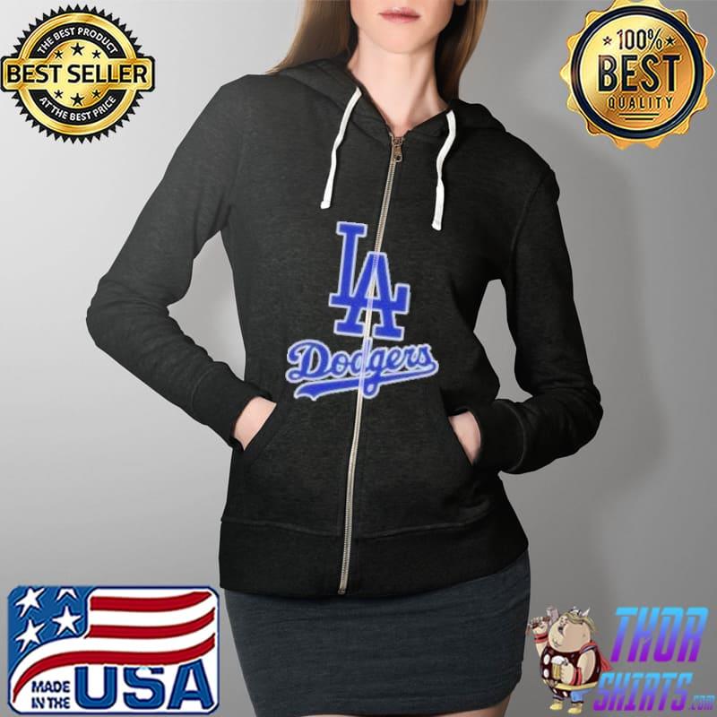 Los Angeles Dodgers Unisex Jersey Short Sleeve Tee Shirt Full Zip Hooded
