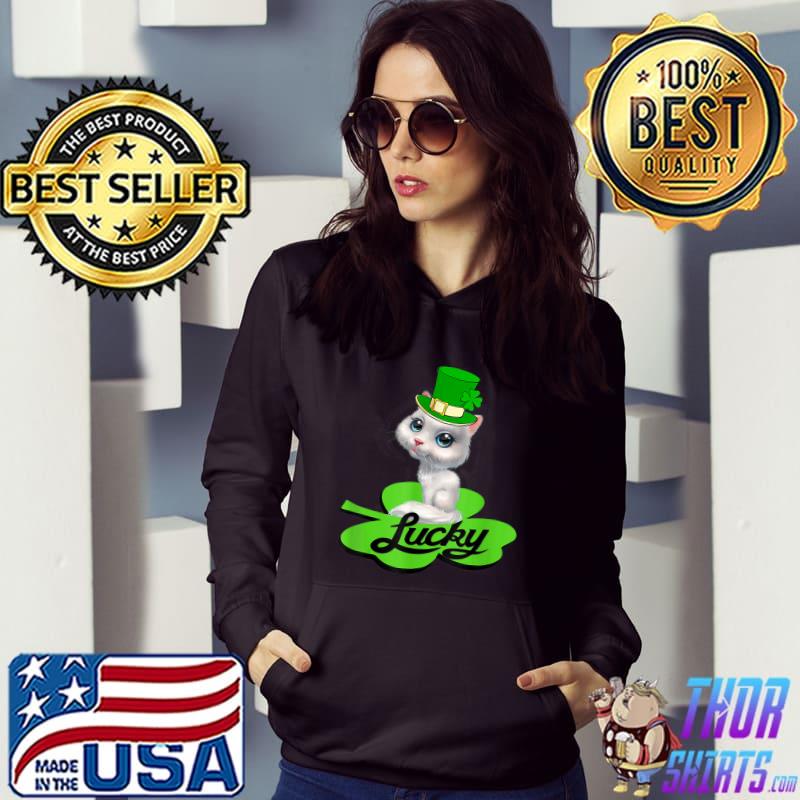 Lucky Leprechaun Cat St Patricks Day shamrock For Cat Lover T-Shirt