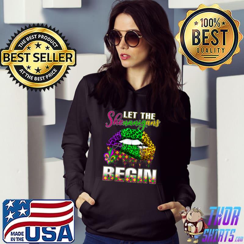 Mardi Gras Lips Outfit Costume Women Let Shenanigans Begin T-Shirt