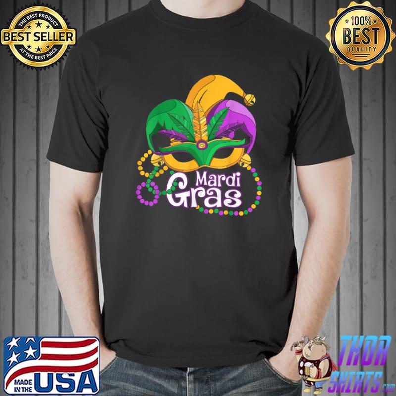 Mardi Gras T Shirt Mardi Gras 2022 Beads Mask Feathers T-Shirt Unisex