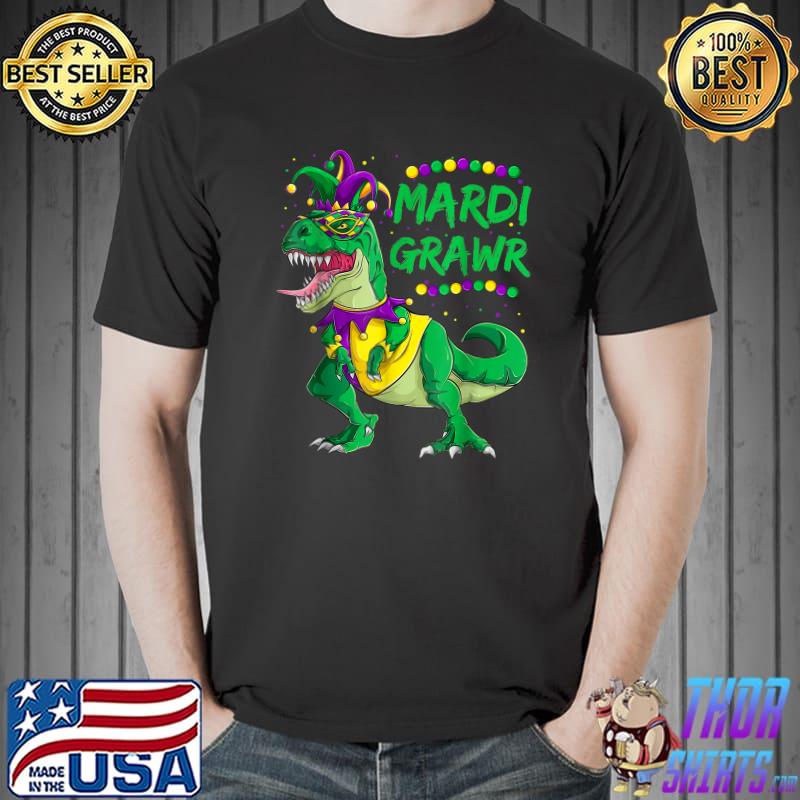 Mardi Grawr Dino Jester Outfit, Mardi Gras T Rex Kids Boys T-Shirt Unisex