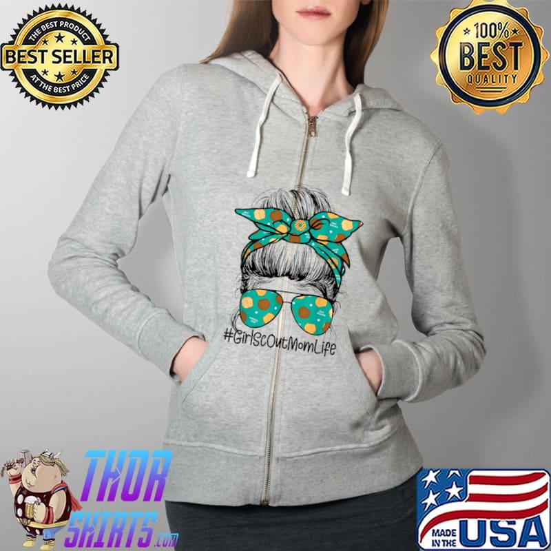 Momlife Messy Bun Scout For Girls Cookie Mom Mother's Day T- Full Zip Hooded