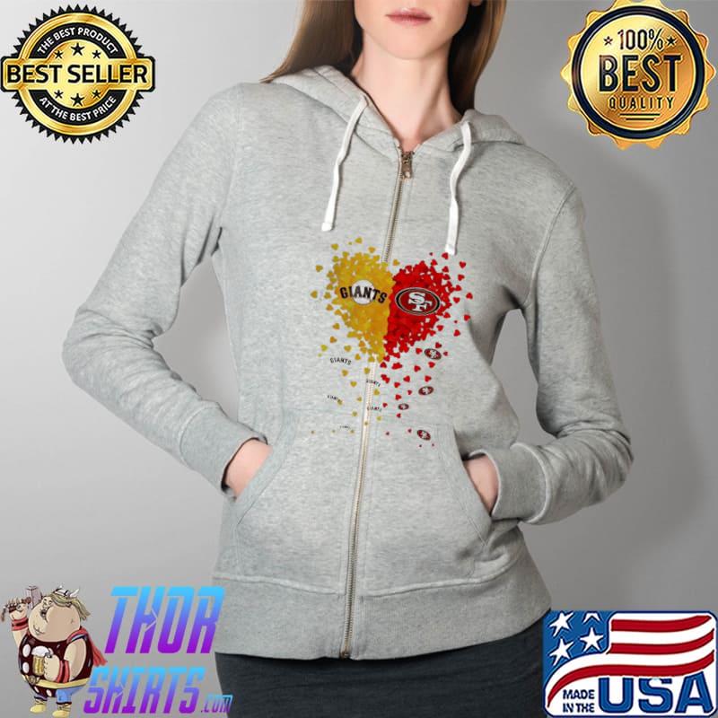 New York Giants Vs San Francisco 49ers Hearts Shirt Full Zip Hooded
