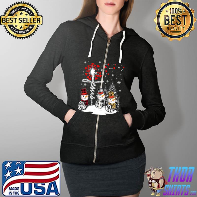 Official Faith Hope Love Snowman Jesus Dandelion Christian Christmas T- Full Zip Hooded