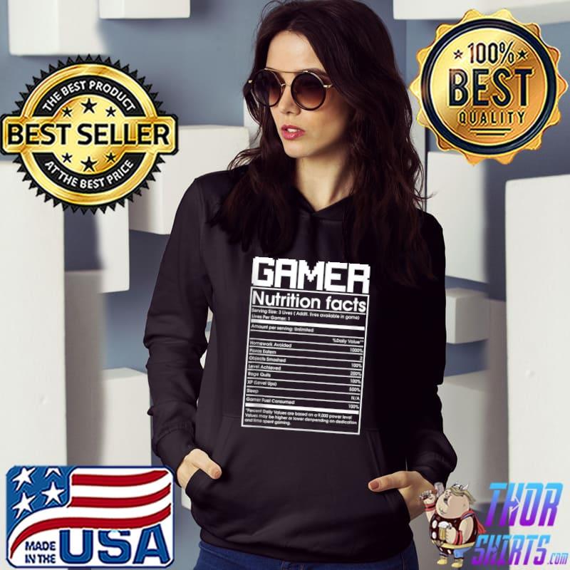 Official Funny Gamer Nutrition Facts Gamer Gaming Game Lover T-shirt