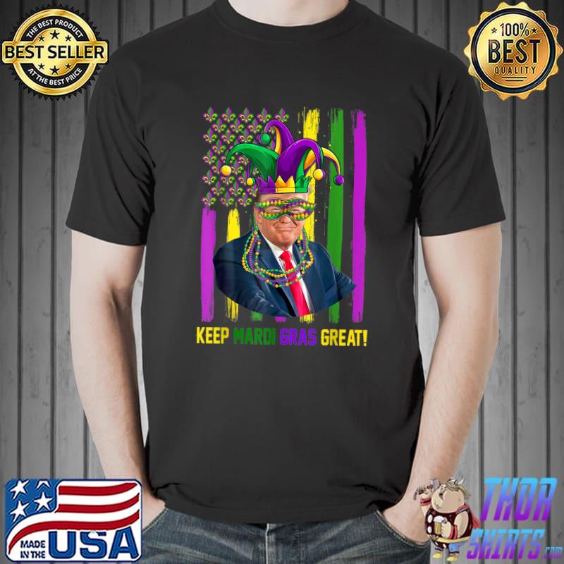 Official Keep Mardi Gras Great American Flag Trump Costume T-Shirt