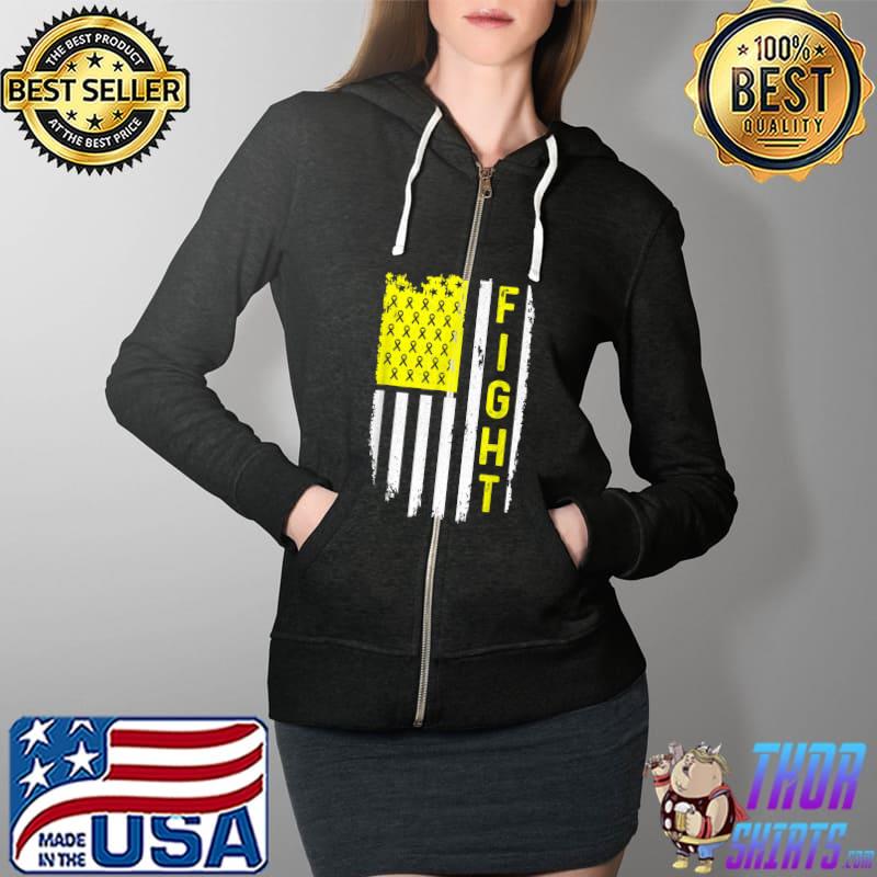 Premium Sarcoma Cancer Awareness American Flag Bone Cancer T-Shirt Full Zip Hooded