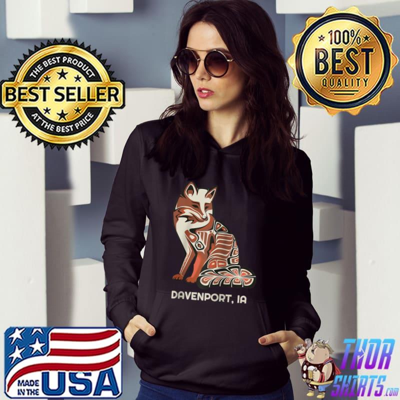 Red Tribal Fox Davenport Native American Artwork Raglan Baseball Tee
