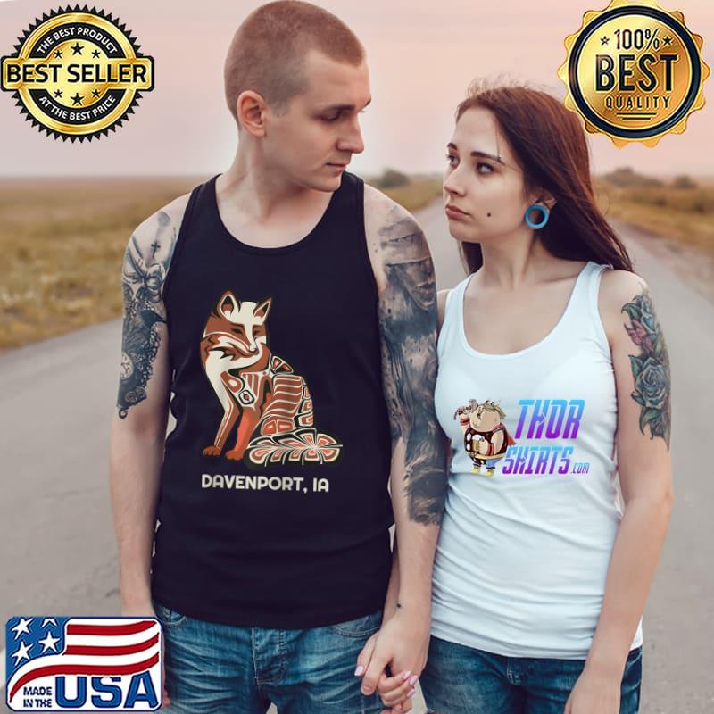 Red Tribal Fox Davenport Native American Artwork Raglan Baseball Tee Tank Top