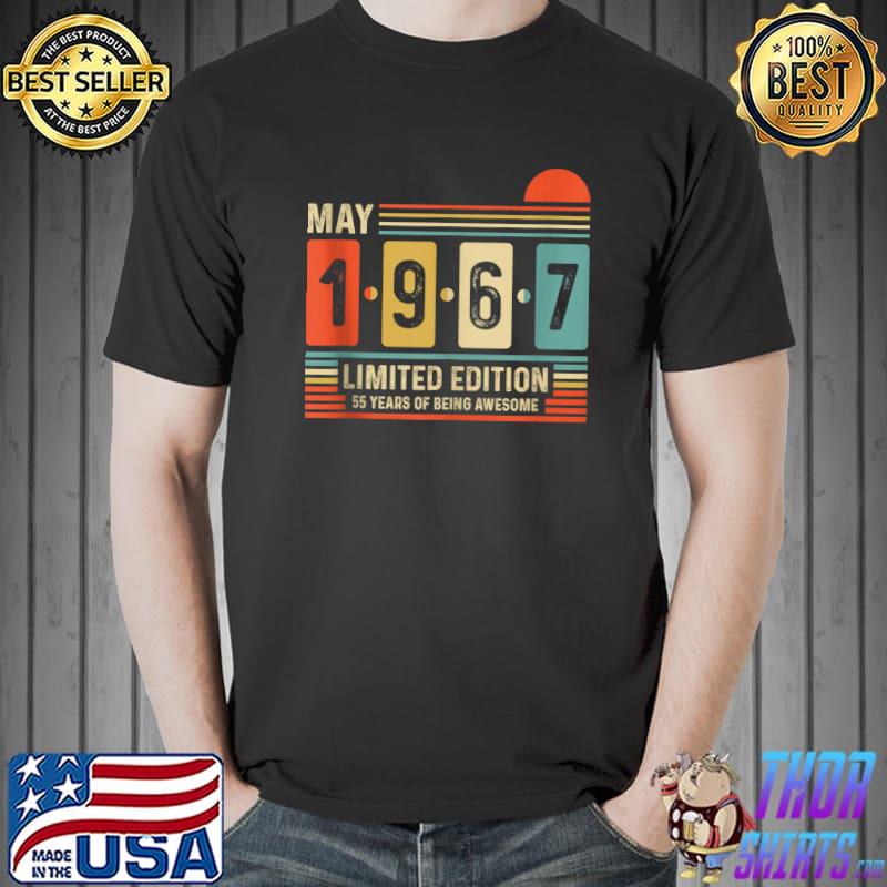 Retro 55th Birthday Born May 1967 Vintage 55 Year Old T-Shirt Unisex