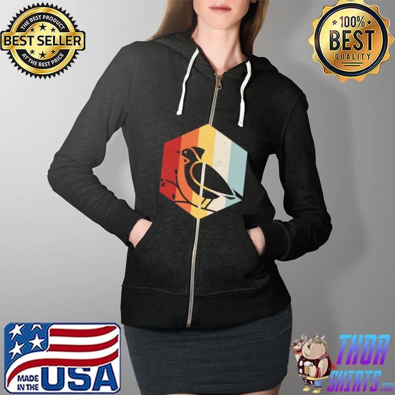 Retro Cardinal Bird Species - Vintage Red Bird Cardinal T-Shirt Full Zip Hooded