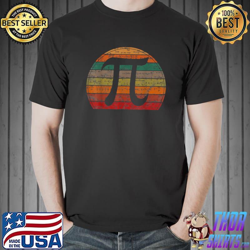 Retro Pi Symbol Sunset Gift Math Equations Geek Pi Day T-Shirt Unisex