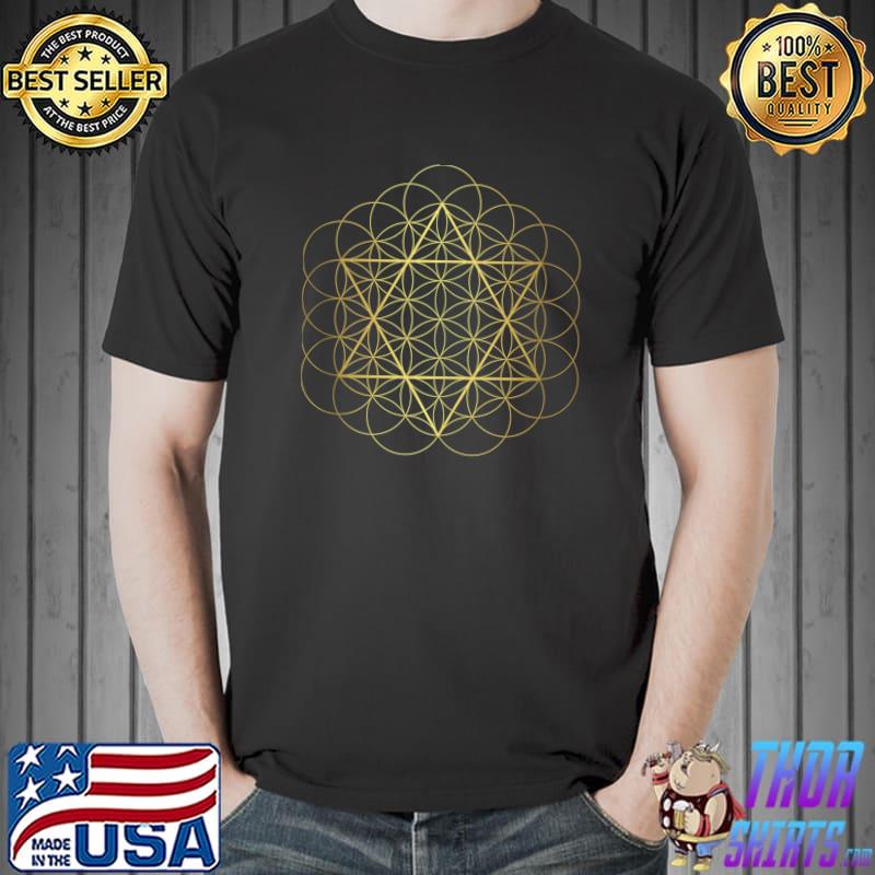 Sacred Geometry Geometric Flower of Life Star of David Sign T- Unisex