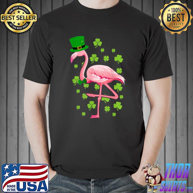 St Patricks Day Flamingo Leprechaun Shamrock Men Women Kids T-Shirt Unisex
