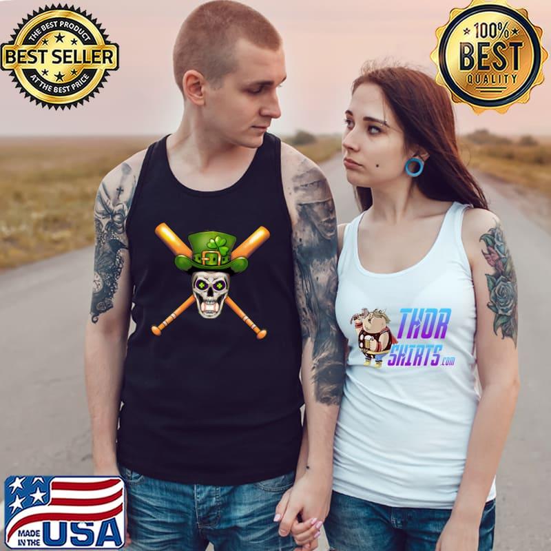St Patrick's Day - Irish Skull Baseball Shamrock Saint T- Tank Top