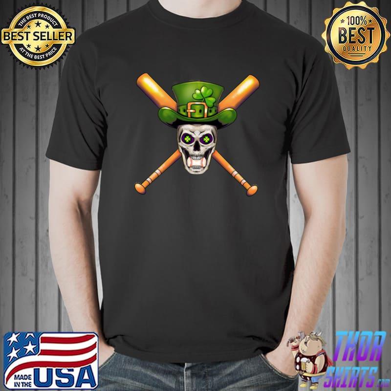 St Patrick's Day - Irish Skull Baseball Shamrock Saint T-shirt