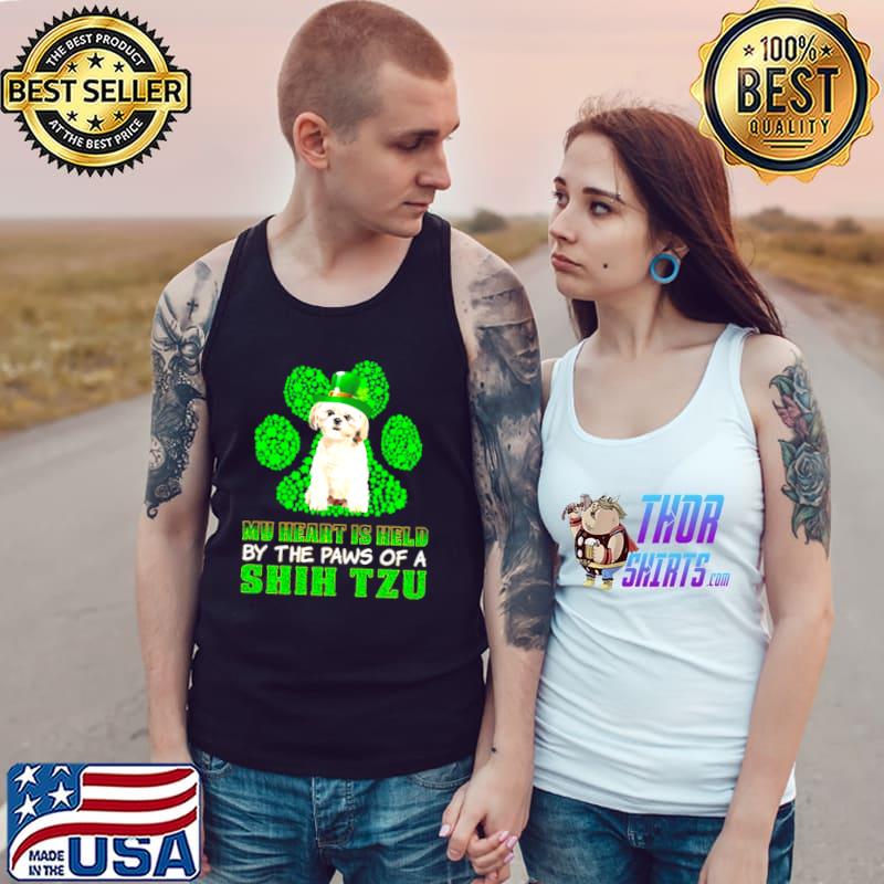 St Patrick’s Day My Heart Is Held By The Paws Of A Cream Shih Tzu Shirt Tank Top