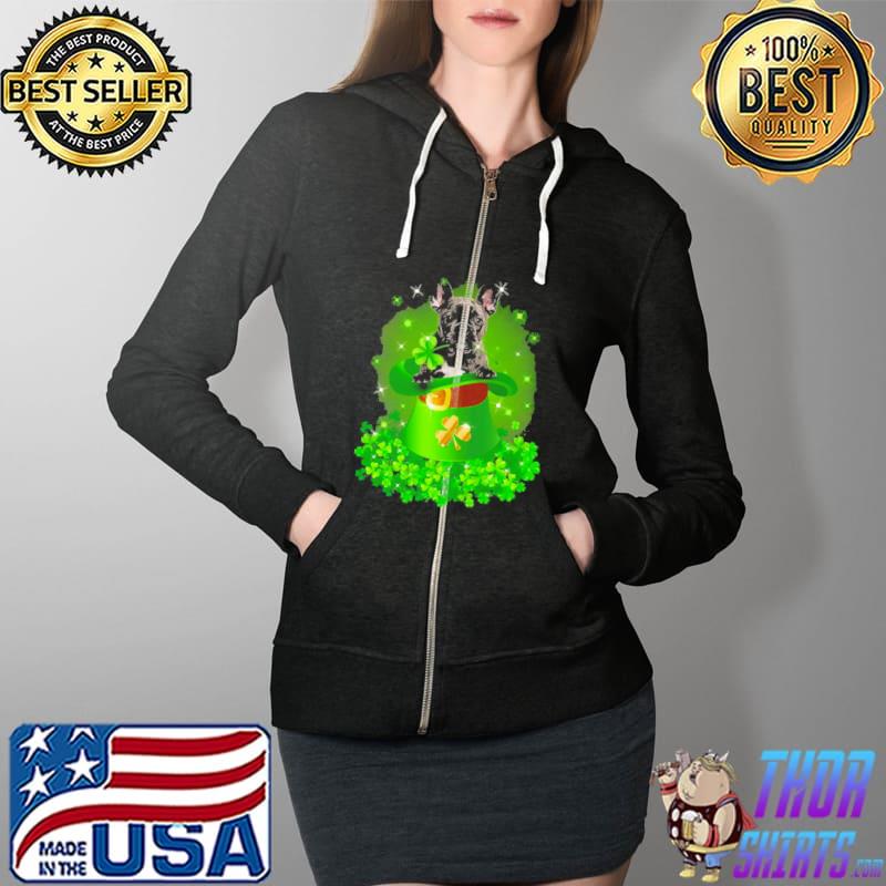 St.-Patricks-Day-Shamrock-Lucky-Hat-Black-French-Bulldog-Dogs-Shirt Full Zip Hooded