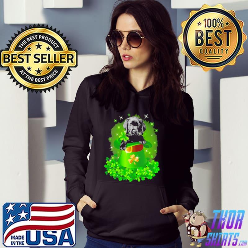 St. Patricks Day Shamrock Lucky Hat Black Labrador Pup Dogs Shirt