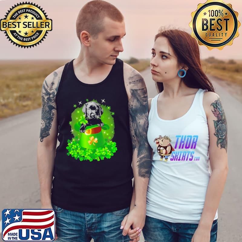 St. Patricks Day Shamrock Lucky Hat Black Labrador Pup Dogs Shirt Tank Top