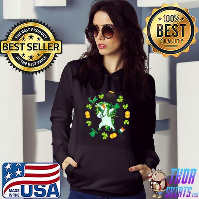 St Patrick's Day Unicorn Dabbing Irish Flag St Paddys T-Shirt Hoodie