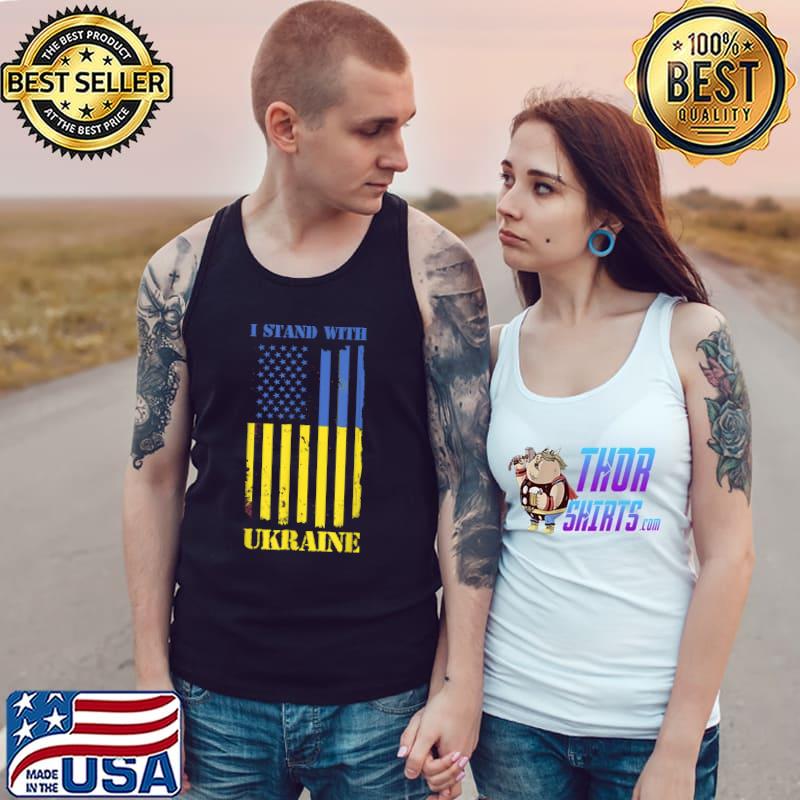 Support Ukraine I Stand With Ukraine Ukrainian American Flag T-Shirt Tank Top